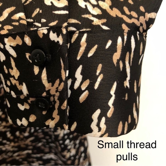 HALSTON oversized blouse long sleeve tunic Button up black abstract print Medium - Picture 7 of 11